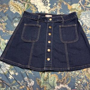 Altar'd State Jean Skirt Y2K 90s Size Medium Button Front Blue Mini Denim EUC